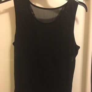 Men’s black stretch geometric mesh compression binder top